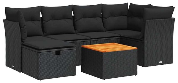 VidaXL Polyrattan Kerti Ülőgarnitúra - 7 részes - Fekete