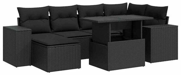 VidaXL Polyrattan Kerti Ülőgarnitúra - 7 részes - Fekete