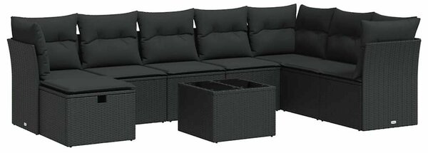 VidaXL Polyrattan Kerti Ülőgarnitúra - 9 részes - Fekete