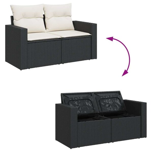 VidaXL Polyrattan Kerti Ülőgarnitúra - 6 részes - Fekete