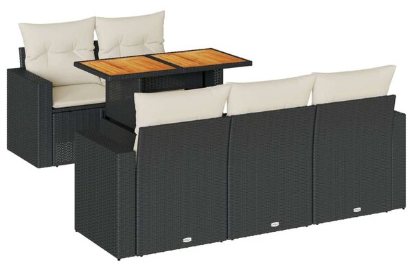 VidaXL Polyrattan Kerti Ülőgarnitúra - 6 részes - Fekete