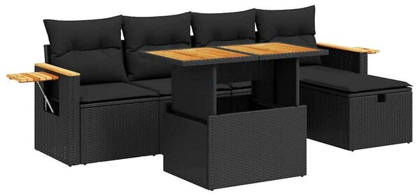 VidaXL Polyrattan Kerti Ülőgarnitúra - 6 részes - Fekete