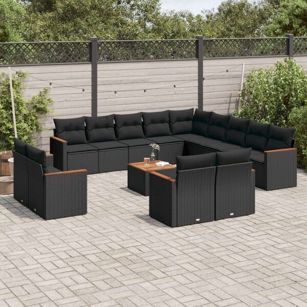 VidaXL Polyrattan Kerti Ülőgarnitúra - 14 részes - Fekete
