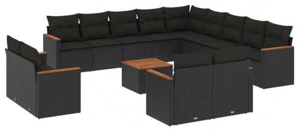 VidaXL Polyrattan Kerti Ülőgarnitúra - 14 részes - Fekete