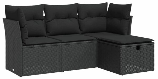 VidaXL Polyrattan Kerti Ülőgarnitúra - 4 részes - Fekete