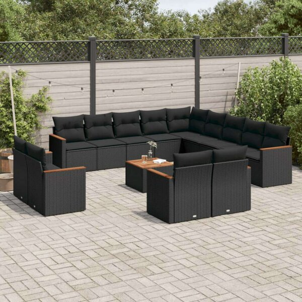 VidaXL Polyrattan Kerti Ülőgarnitúra - 14 részes - Fekete