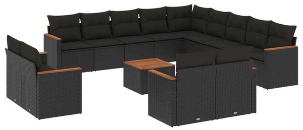 VidaXL Polyrattan Kerti Ülőgarnitúra - 14 részes - Fekete