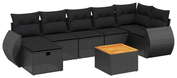 VidaXL Polyrattan Kerti Ülőgarnitúra - 8 részes - Fekete