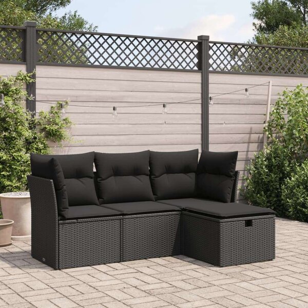 VidaXL Polyrattan Kerti Ülőgarnitúra - 4 részes - Fekete