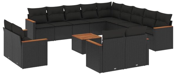 VidaXL Polyrattan Kerti Ülőgarnitúra - 14 részes - Fekete