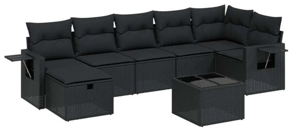 VidaXL Polyrattan Kerti Ülőgarnitúra - 8 részes - Fekete