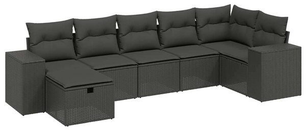 VidaXL Polyrattan Kerti Ülőgarnitúra - 7 részes - Fekete
