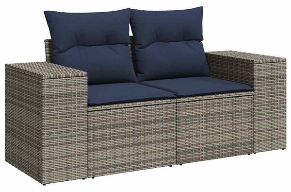 11 db szürke polyrattan kerti kanapégarnitúra párnákkal