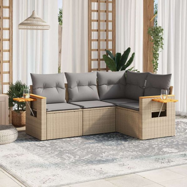 VidaXL Polyrattan Kerti Ülőgarnitúra - 4 részes - Bézs