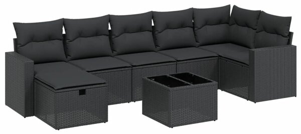 VidaXL Polyrattan Kerti Ülőgarnitúra - 8 részes - Fekete
