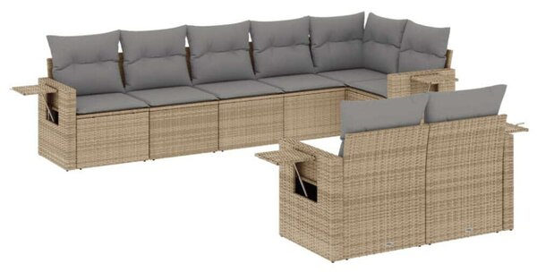 Polyrattan Kerti Ülőgarnitúra - 8 részes - Bézs