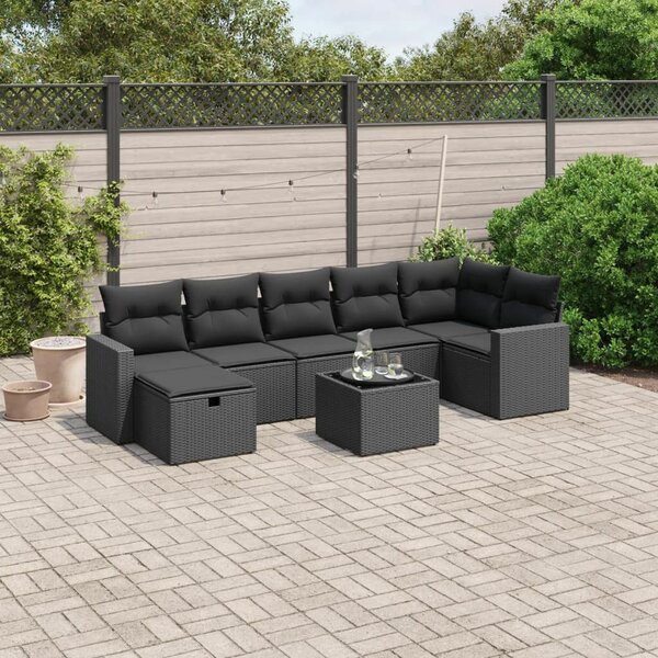 VidaXL Polyrattan Kerti Ülőgarnitúra - 8 részes - Fekete