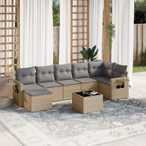 VidaXL Polyrattan Kerti Ülőgarnitúra - 8 részes - Bézs