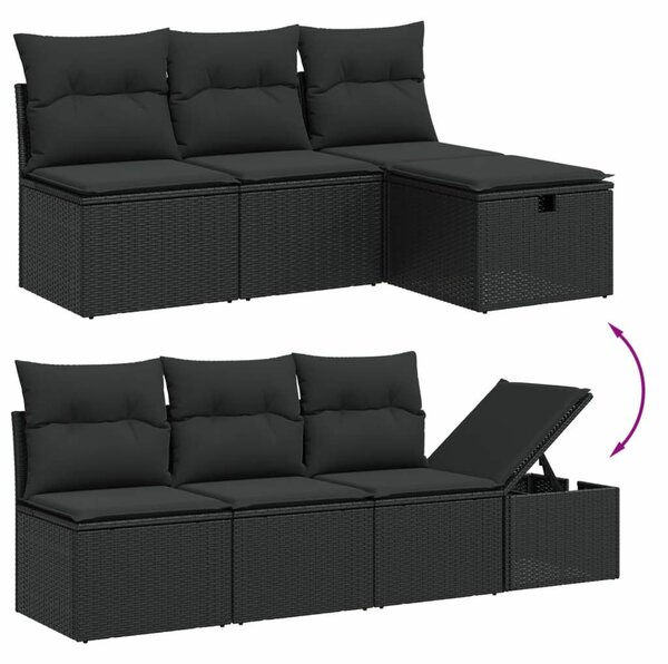 VidaXL Polyrattan Kerti Ülőgarnitúra - 8 részes - Fekete