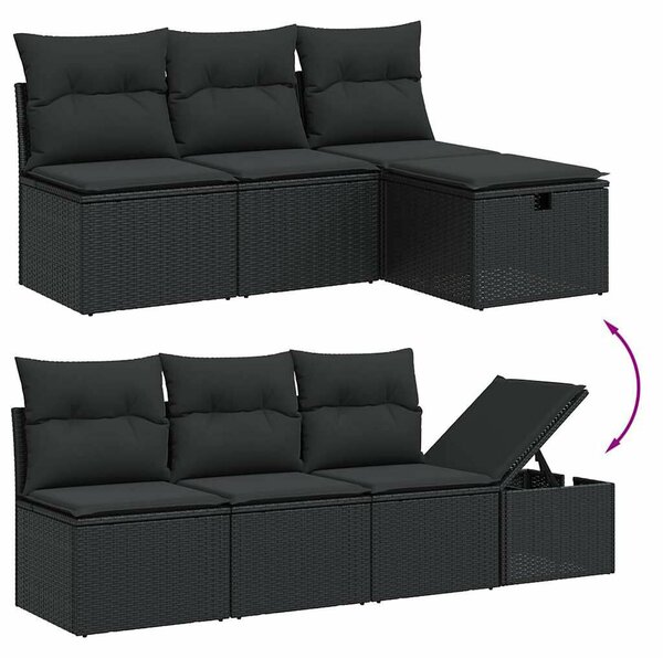 VidaXL Polyrattan Kerti Ülőgarnitúra - 8 részes, Fekete