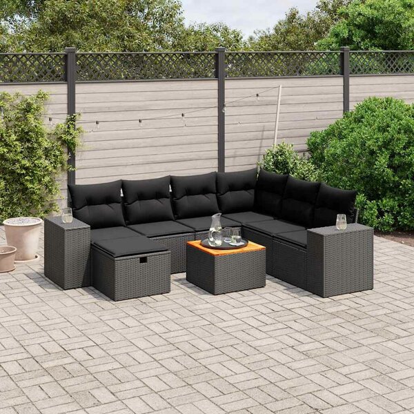 VidaXL Polyrattan Kerti Ülőgarnitúra - 8 részes, Fekete