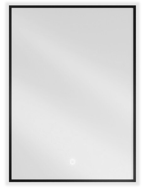 Mexen Erma 50 x 70 cm-es, LED 6000K világítású, páramentes fürdőszobai tükör, fekete keret - 9814-050-070-611-70