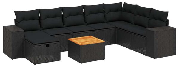 VidaXL Polyrattan Kerti Ülőgarnitúra - 9 részes - Fekete
