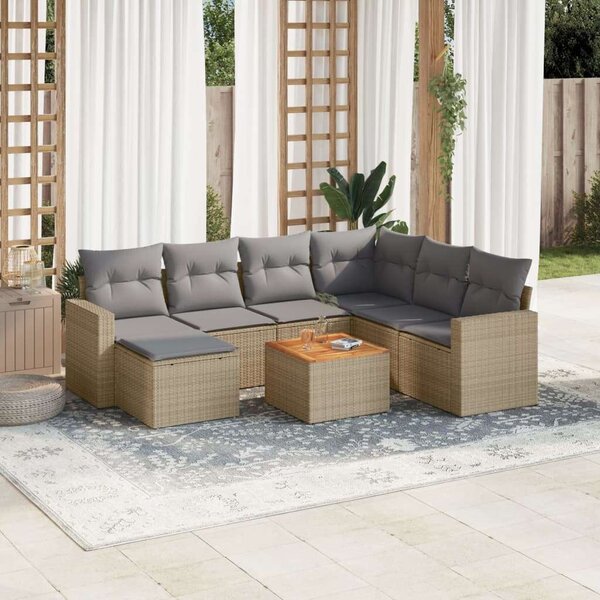 VidaXL Polyrattan Kerti Ülőgarnitúra - 8 részes, Bézs