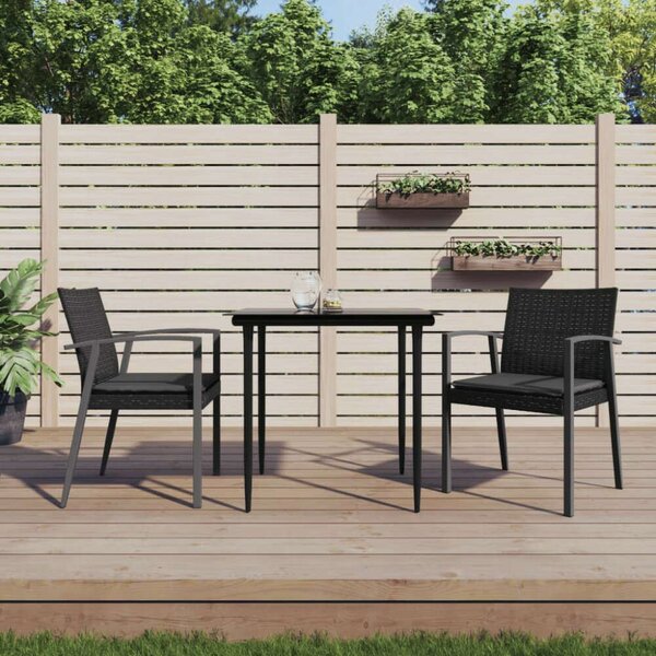 VidaXL 3-részes polyrattan és acél kerti étkezőgarnitúra párnával