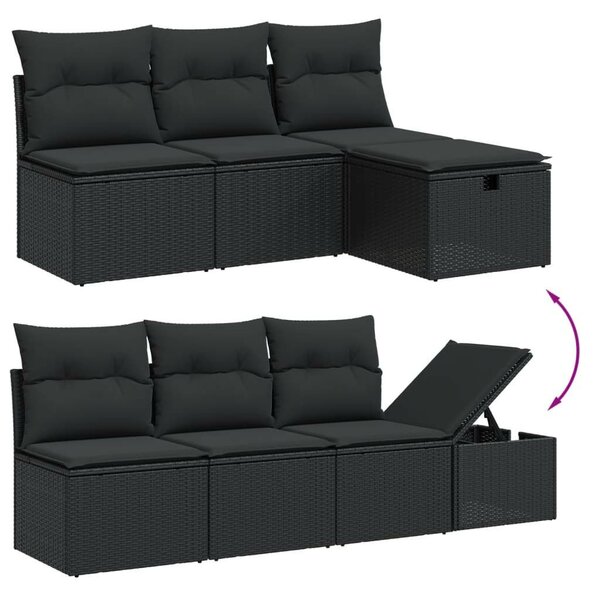 VidaXL Polyrattan Kerti Ülőgarnitúra - 8 részes - Fekete
