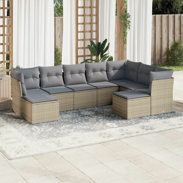 Polyrattan Kerti Ülőgarnitúra - 9 részes - Bézs