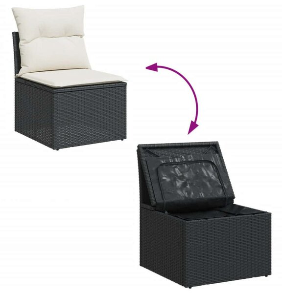VidaXL Polyrattan Kerti Ülőgarnitúra - 7 részes - Fekete
