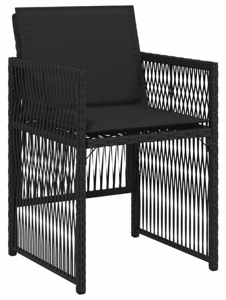 VidaXL 11 részes fekete polyrattan kerti étkezőgarnitúra párnákkal