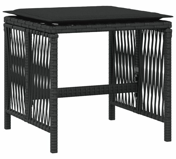 VidaXL 11 részes fekete polyrattan kerti étkezőgarnitúra párnákkal