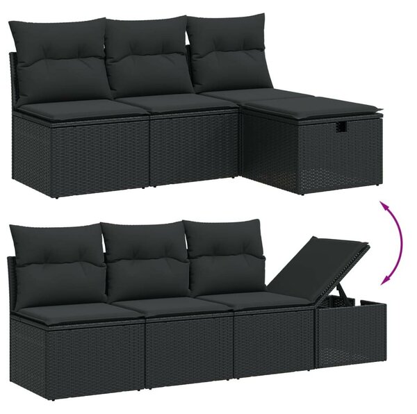VidaXL Polyrattan Kerti Ülőgarnitúra - 9 részes - Fekete