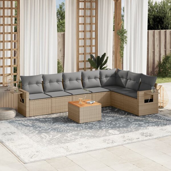 VidaXL Polyrattan Kerti Ülőgarnitúra - 8 részes, Bézs