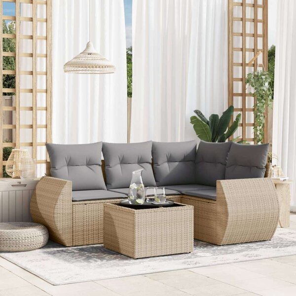 VidaXL Polyrattan Kerti Ülőgarnitúra - 5 részes, Bézs