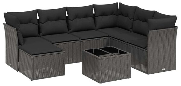 VidaXL Polyrattan Kerti Ülőgarnitúra - 8 részes - Fekete