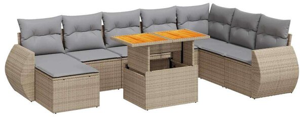 VidaXL Polyrattan Kerti Ülőgarnitúra - 9 részes - Bézs