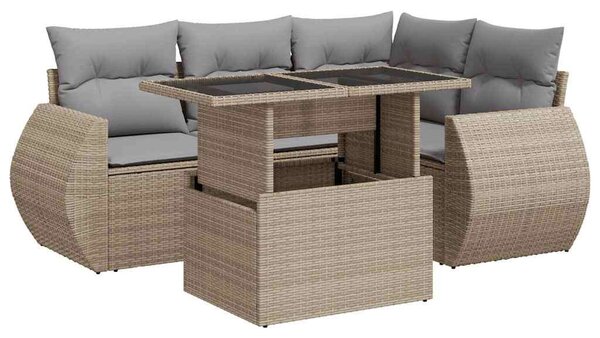 VidaXL Polyrattan Kerti Ülőgarnitúra - 5 részes - Bézs