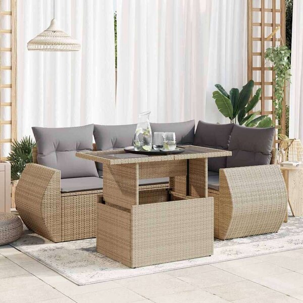 VidaXL Polyrattan Kerti Ülőgarnitúra - 5 részes - Bézs