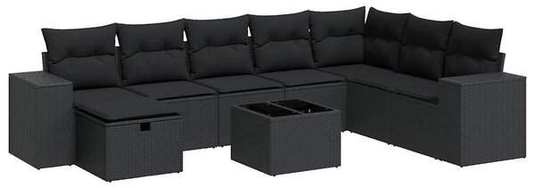 VidaXL Polyrattan Kerti Ülőgarnitúra - 9 részes - Fekete
