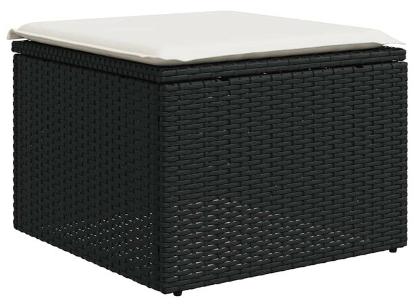 VidaXL 5 részes fekete polyrattan kerti kanapészett párnákkal
