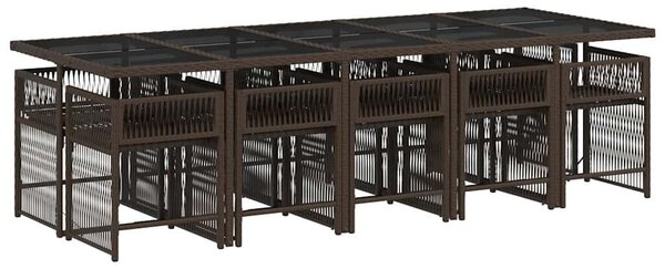 VidaXL 11 darabos kerti bútorgarnitúra párnákkal, barna, PE rattan