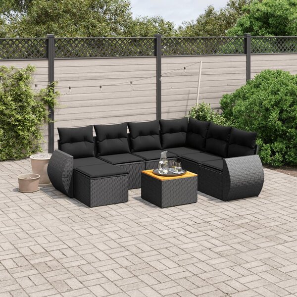 VidaXL Polyrattan Kerti Ülőgarnitúra - 8 részes - Fekete