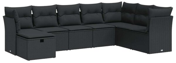 VidaXL Polyrattan Kerti Ülőgarnitúra - 8 részes - Fekete