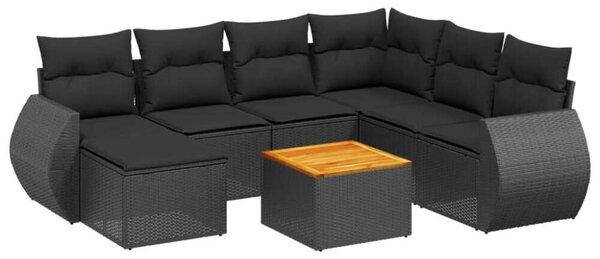 VidaXL Polyrattan Kerti Ülőgarnitúra - 8 részes - Fekete