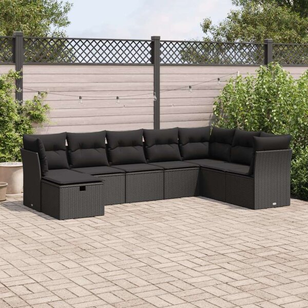 VidaXL Polyrattan Kerti Ülőgarnitúra - 8 részes - Fekete