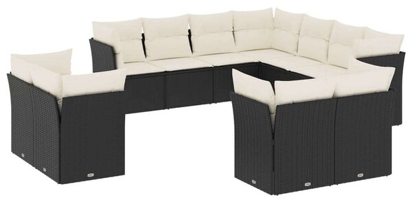 VidaXL Polyrattan Kerti Ülőgarnitúra - 11 részes - Fekete