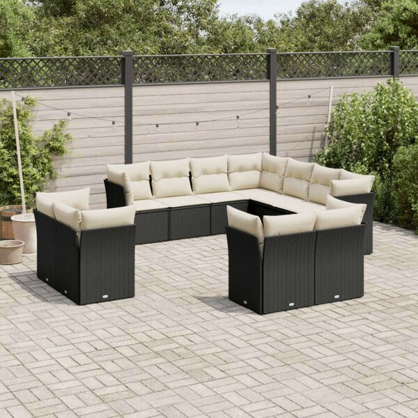 VidaXL Polyrattan Kerti Ülőgarnitúra - 11 részes - Fekete